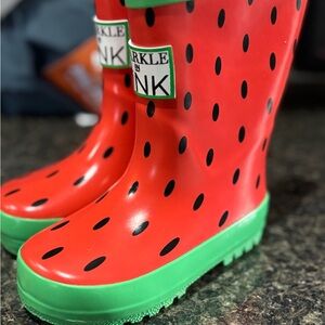 Kids Watermelon Rain Boots - Red and Green
